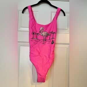 Volcom Hot Pink Flamingo One Piece Swimsuit